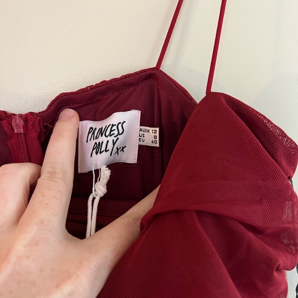 NWT Princess Polly Burgundy Mini Dress - Picture 3 of 5
